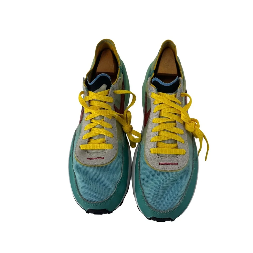 Nike Waffle One Teal Yellow Red Mesh Sneakers DV2103-300 Mens 11